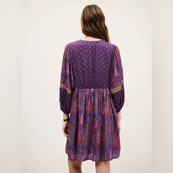 ba&sh Lydia Mini Purple Dress with Floral Accents - Picture 3 of 9